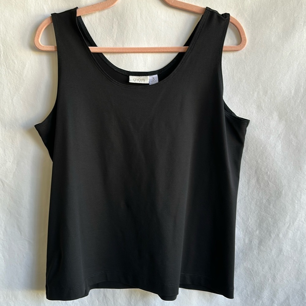 Chico’s black stretchy tank top, size 3 (XL)